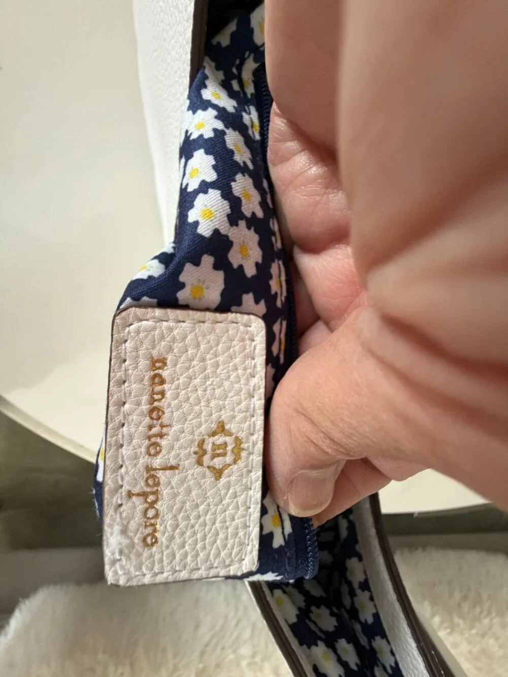 NWT Nanette Lepore White Pebbled Vegan Leather Half Moon Bag